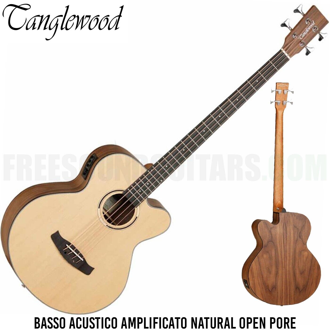 Tanglewood Dtb-ab-bw Basso Acustico Elettrificato Natural Open Pore Amplificato