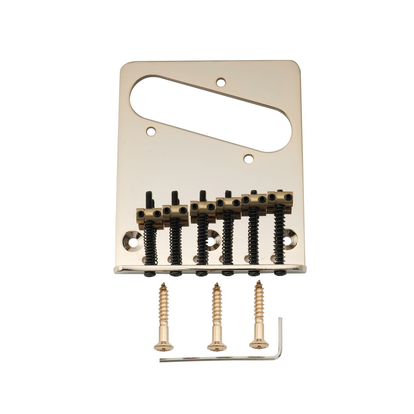 Musiclily Pro Gold 54mm Modern Bridge Barrel Brass 6 Saddles For Tele Guitar