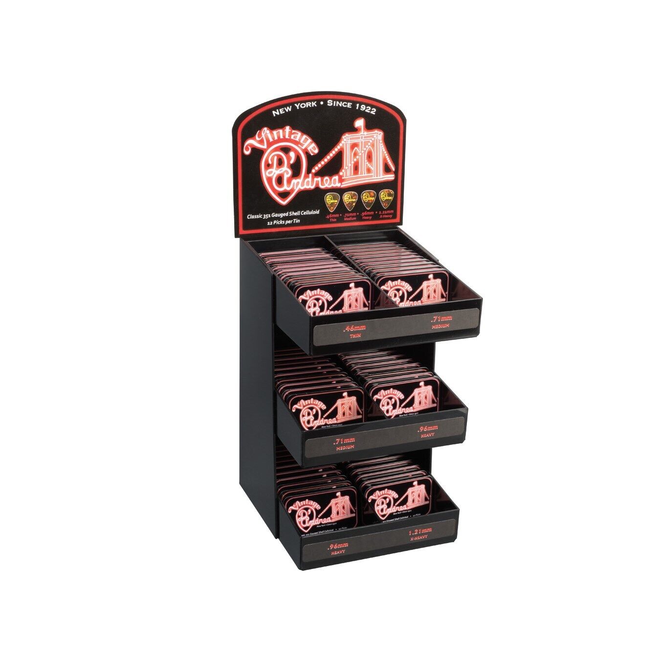 DISPLAY PLETTRI D'ANDREA C. SHELL 60 TIN BOX  da 12 pz