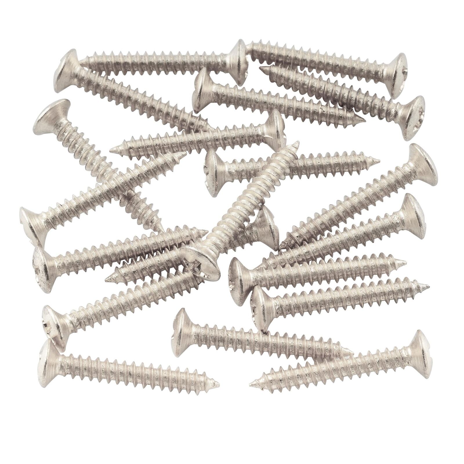 Musiclily 20Pcs Chrome 3x22mm Electric Guitar Bridge Mounting Countersunk Screws