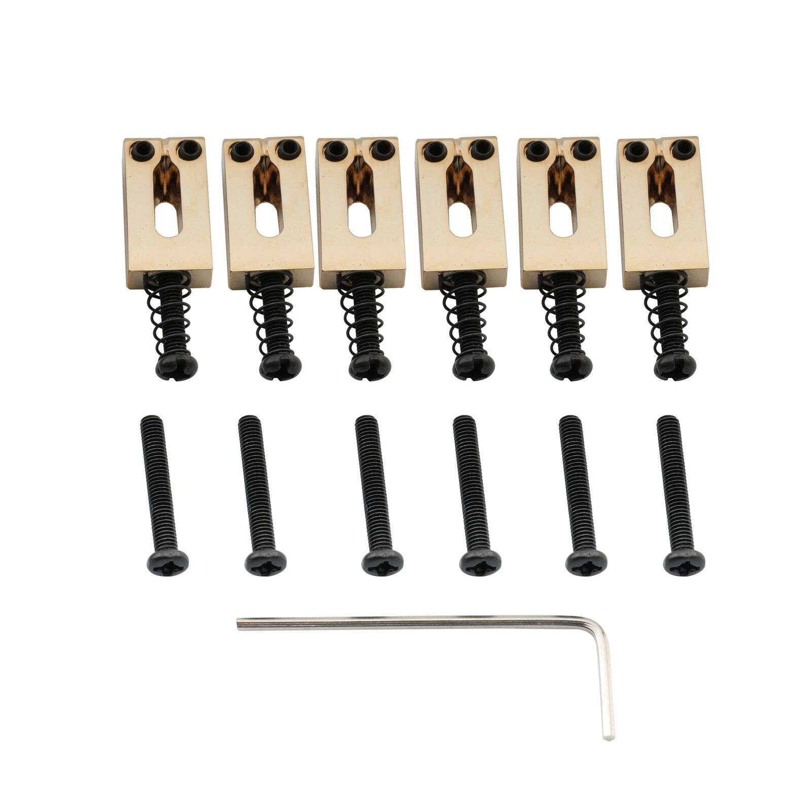 Musiclily Pro 6Pcs Gold 10.8mm Modern Bridge Saddles For Import Strat TL Guitar