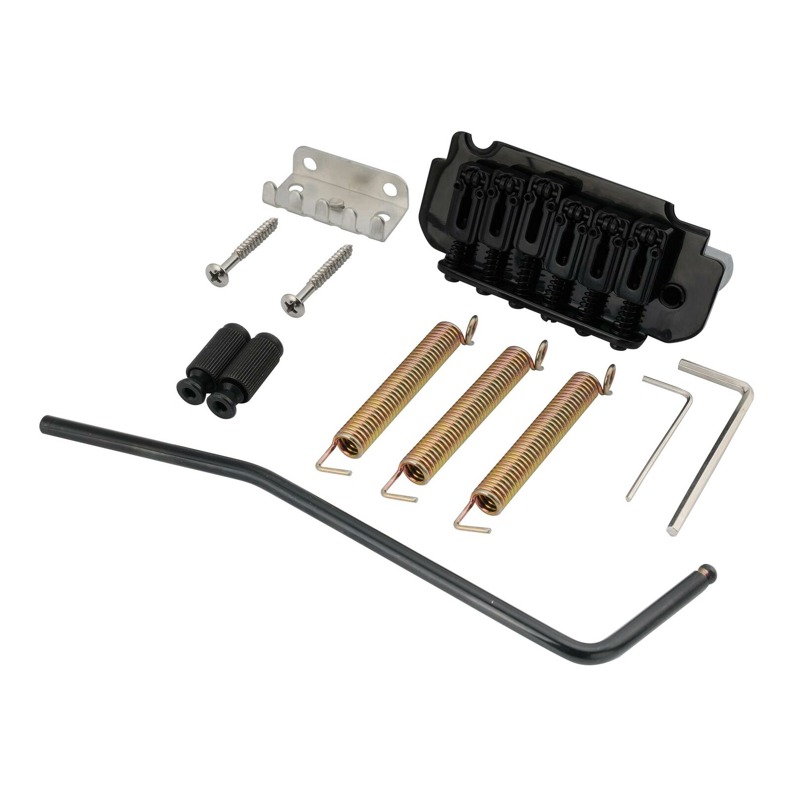 Musiclily Pro Black 54mm Roller Saddles 2-Point Tremolo Bridge For Strat Guitar