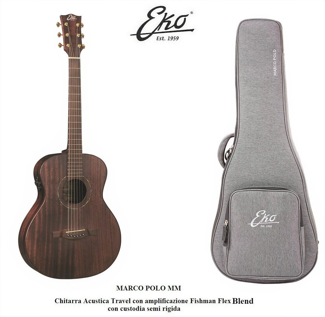 EKO MARCO POLO MM Chitarra Acustica Travel Fishman FlexBlend custodia semirigida