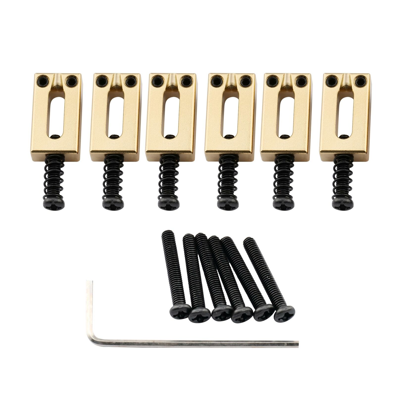 Musiclily Ultra 6Pcs Gold 10.8mm Modern Brass Bridge Saddles For Strat TL Guitar