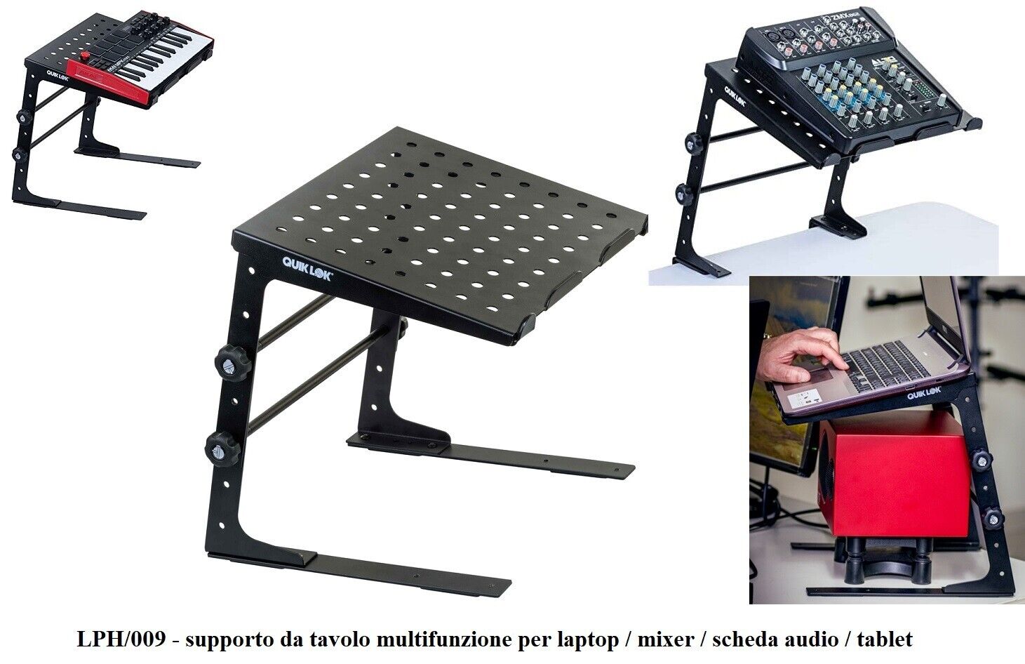 QUIKLOK LPH/009 Supporto Multifunzione per Mixer Laptop Tablet Controller Midi