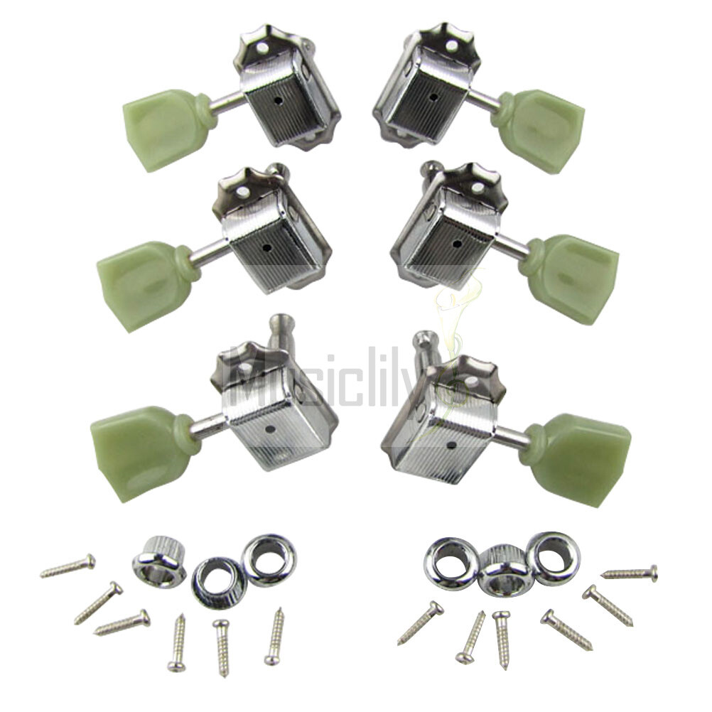 Musiclily Chrome 3L3R Guitar String Deluxe Tuners Tuning Pegs Machine Heads Set