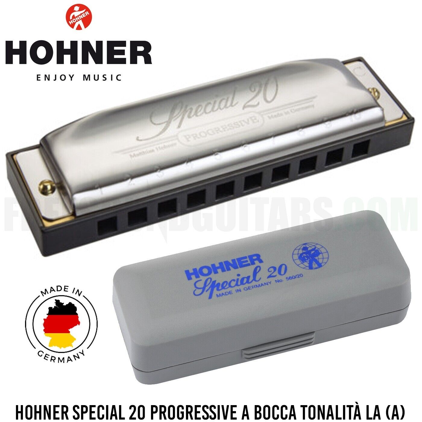 Hohner Special 20 Progressive Armonica a bocca tonalità FA ds (F#) con Custodia