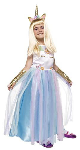 Rubies Costume Principessa Unicorn Queen Da Bambina, Vestito Con Organza Blu, Dettagli Unicorno E Fascia Originale, Ideale Per Halloween, Natale, Carn