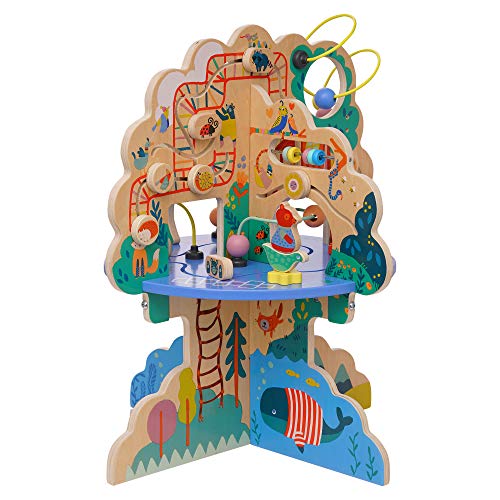 Manhattan Toy Avventura Parco Giochi Adventure-Centro Attività In Legno Per Bambini, Con Alianti, Pista Di Abacus, Filatori, Giocattoli Primaverili E