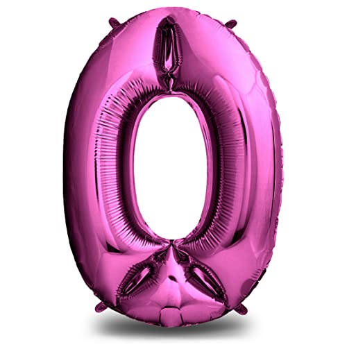 Envami® Palloncini Compleanno 0 Rosa 101 Cm - Palloncino Numero 0 - Numeri Gonfiabili Compleanno - Decorazioni Compleanno - Vola Con L'Elio