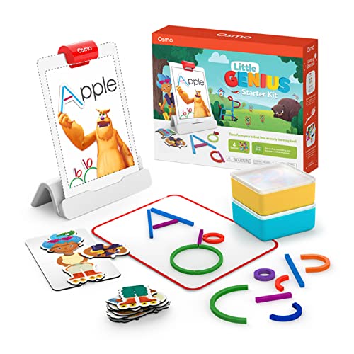 Osmo - Little Genius Starter Kit For Ipad - 4 Educational Learning Games - Ages 3-5 - Phonics And Creativity - (Osmo - Ipad Base Included)