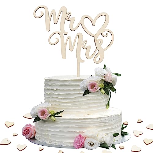 Set Cake Topper Nuziale Legno Topper Cupcake Matrimonio Scritte Mr Mrs Cuore Coriandoli Tavolo Sposi Nuziali Decorazioni Torta Matrimonio Anniversario