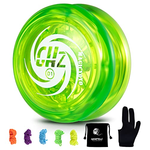 Magicyoyo Professional Responsive Yoyo D1 Ghz, Looping Yoyo Responsive Yoyos Per Bambini Principiante Con 5 Corde, Yo Yo Glove, Yo-Yo Bag (Verde)