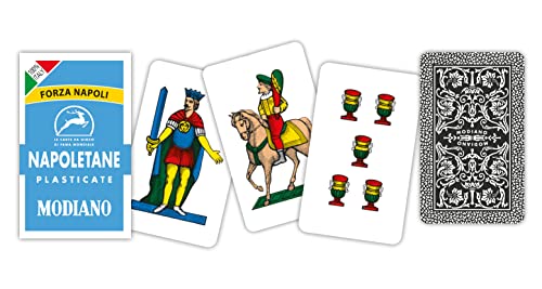 Modiano- Carte Da Gioco Napoletane Azzurro Forza Napoli, 300056