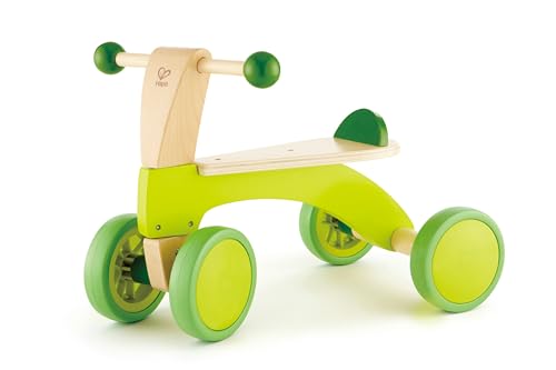 Ride-On Balance Bike, Sustainable Wood, Hape “Scoot-Around” Balance Bike, 4-Wheeled, Rubber Tyres, For Toddlers And Up, Bright Green. 12M - 4Yrs