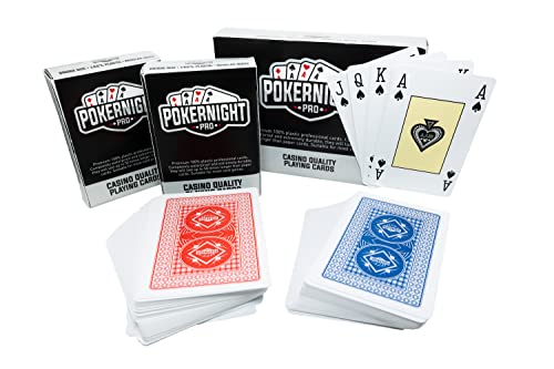 Poker Night Pro Set Di 2 Carte Da Gioco In Plastica Impermeabile, Confezione Multipla | Carte Da Gioco In Plastica | Mazzo Di Carte Di Qualità | Set D