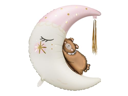 Palloncino In Plastica Con Orsetto Sulla Luna, 80 X 98 Cm, Misto