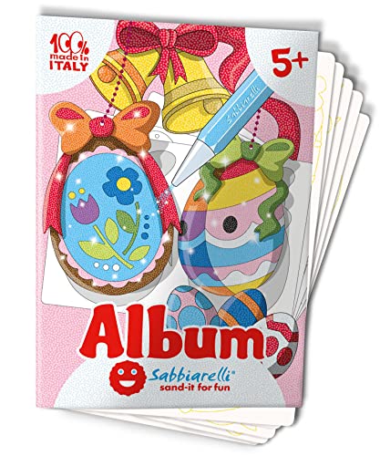 Sabbiarelli Sand-It For Fun - Album Gli Addobbi Di Pasqua: 5 Fogli Adesivi Da Colorare Con La Sabbia (Non Inclusa), Gioco Per Bambini Anni 5+