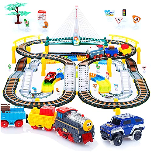 Kinderplay Trenino Elettrico Con Pista Da Corsa Per Bambini - Binari Ferroviari, Piste Per Automobili, Treno A Batteria, 2In1, Kp0635