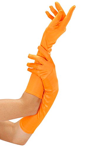"Neon Orange Long Gloves - 40 Cm" - (One Size Fits Most Adult)
