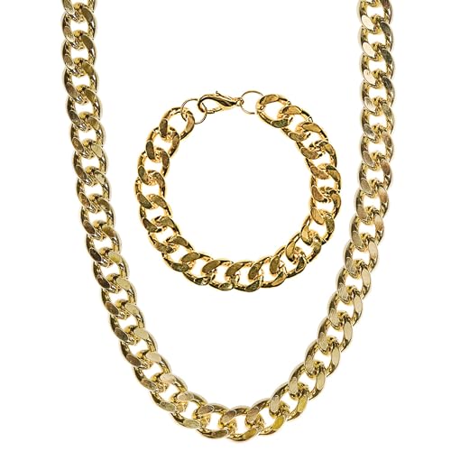 "Gangster / Rapper / Pimp Set" (Gold Necklace & Bracelet) -