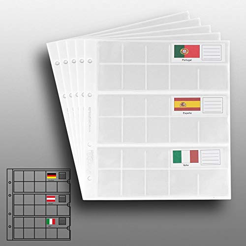 5 Small Prophila Kobra Coin Sheets For Euro Coins With Flags Cards