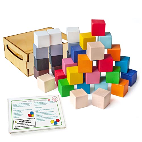 Ulanik Colorato Cubi Piccolo Giocattolo Montessori Di Legno Sorter Gioco 40 Cubi 30Mm Età 3+ Colore Di Smistamento E Il Conteggio In Età Prescolare Le