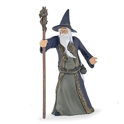 Papo 36021-Statuetta Wizard Fantasy World, Colore Blu-Marrone, 36021