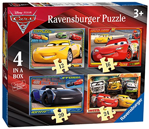 Ravensburger - Puzzle Cars 3, Collezione 4 In A Box, 4 Puzzle Da 12-16-20-24 Pezzi, Età Raccomandata 3+ Anni