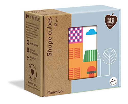 Clementoni - 16227 - Shapes Cubes - Case E Casette, Cubi Impilabili Per Bambini 12 Pezzi, Puzzle Bambini 4 Anni - Materiale 100% Riciclato - Play For