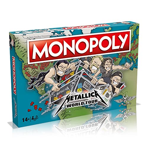 Winning Moves Metallica World Tour Monopoly Board Game, Tour In Tutto Il Mondo Tra Cui San Paolo, Chicago E Quebec, Acquista Proprietà Con Metallic-Bu