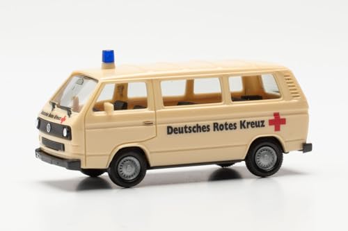 Herpa Modello Di Auto Vw T3 Bully "Deutsches Rotes Kreuz" (Herpa Basic), In Scala 1:87, Pezzo Da Collezione, Modello Tedesco, Statuetta Plastica