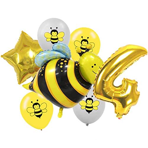 Diwuli Palloncini Ape 4 Anni Set - Numero 4 Palloncini Compleanno 4 Anni Oro, Palloncini Animali Foresta Decorazioni Compleanno, Pallone Palloncino Ra