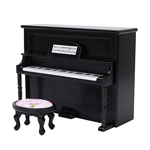 1:12 Mini Giocattolo Pianoforte Verticale Giocattoli Modello Pianoforte Verticale Con Stool Decorazione Mobili Simulazione Accessori Per Casa Delle Ba