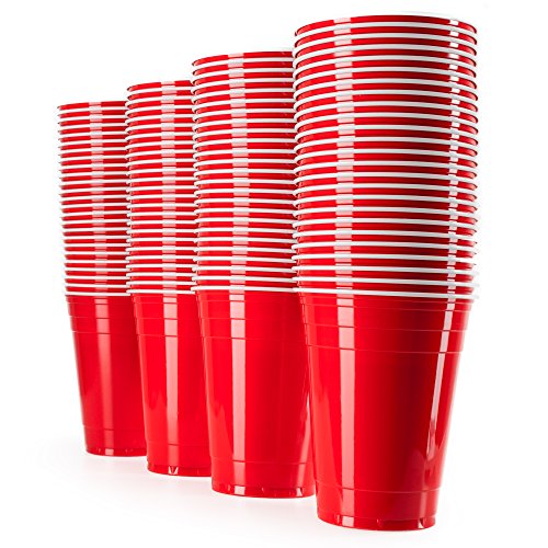 Vivaloo, 100 Bicchieri In Plastica Per Concorso Beer Pong, Rossi, 473 Ml