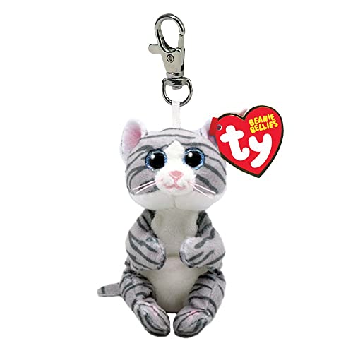Ty Beanie Bellies Clips Anello Porta Chiavi Di Peluche, Mitzi Il Gattino Con Occhioni Azzurri Glitter, Gli Animaletti Di Peluche Con Il Pancino Morbid