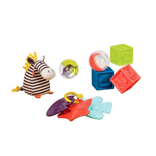 B. Toys - Set Di Giocattoli Educativi Per Neonati E Bambini Con Sonaglio - 7 Pezzi - Blocchi Impilabili, Palline Per Bambini E Morbida Zebra Di Peluch