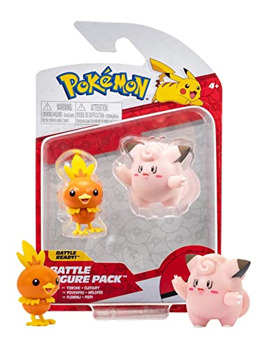 Pokemon Torchic Clefairy Battle Feature 2 Figure Set Action Ready