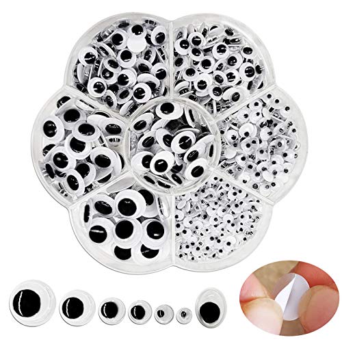 Fangzidm 500 Pezzi Occhi In Plastica Autoadesivi Mobili 【Wiggle Eyes】 4Mm-12Mm Per Fai Da Te Scrapbooking Giocattoli Accessori