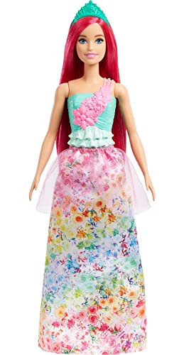 Barbie - Dreamtopia Principessa Bambola Capelli Rosa Scuro Con Corpetto Scintillante, Gonna Da Principessa E Coroncina, Giocattolo Per Bambini 3+ Anni