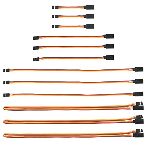 Gtiwung 12 Pezzi Servo Di Estensione Per Rc, 3"/75Mm 6"/150Mm 12"/300Mm 24"/600Mm Servo Extension Cable,3 Pin Maschio A Femmina Rc Servo Cavo, Servo F