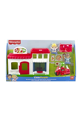 Fisher-Price - Little People Playset Pizzeria Pronta Consegna Con Veicolo E Personaggi, Giocattolo Per Bambini 1+ Anni, Hbr79