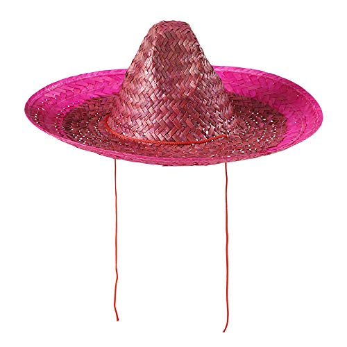 Widmann 1428G - Sombrero In Paglia Adulto Unisex, Cappello, Messicano, Feste Estive, Carnevale, Diametro 48 Cm, Taglia Unica, Colore Rosa