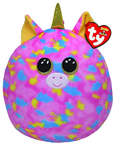 Ty - Morbido Peluche Cuscino - Squish A Boos - Unicorno - Multicolore - Fantasia - Pupazzo Con Corno Dorato Glitter - Ottima Idea Regalo Per Grandi E