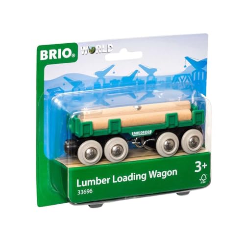 Brio World – Vagone Portatronchi, Trenino In Legno, Vagone Trasporta Tronchi Per Treno In Legno - Adatto A Bambini Di Età Superiore A 3 Anni