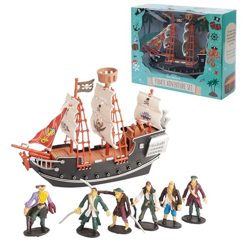 The Twiddlers - Galeone Dei Pirati - Nave Pirata Con Modellini Di Pirati - Può Essere Utilizzata Anche Per Riempirla Con Bomboniere, Giocattoli E Rega