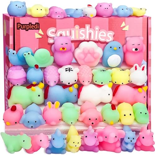 Purpledi Squeeze Toys Squishy Giocattoli 50 Pezzi Per Feste Per Bambini, Mini Giocattoli Antistress Da Spremere Morbidi , Regalo Di Natale,Regalini Fi
