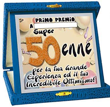 Dor Targhetta 50 Anni Glitter Gadget Festa 50 Anni - Compleanno Targa Cinquantenne