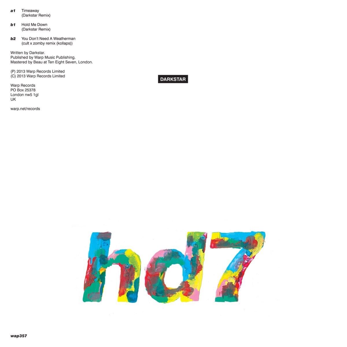 Darkstar ‎– hd7 (12", EP)