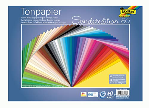Folia 6725/50 99 - Carta Colorata Per Disegnare, 130 G/M², 25 X 35 Cm, 50 Fogli